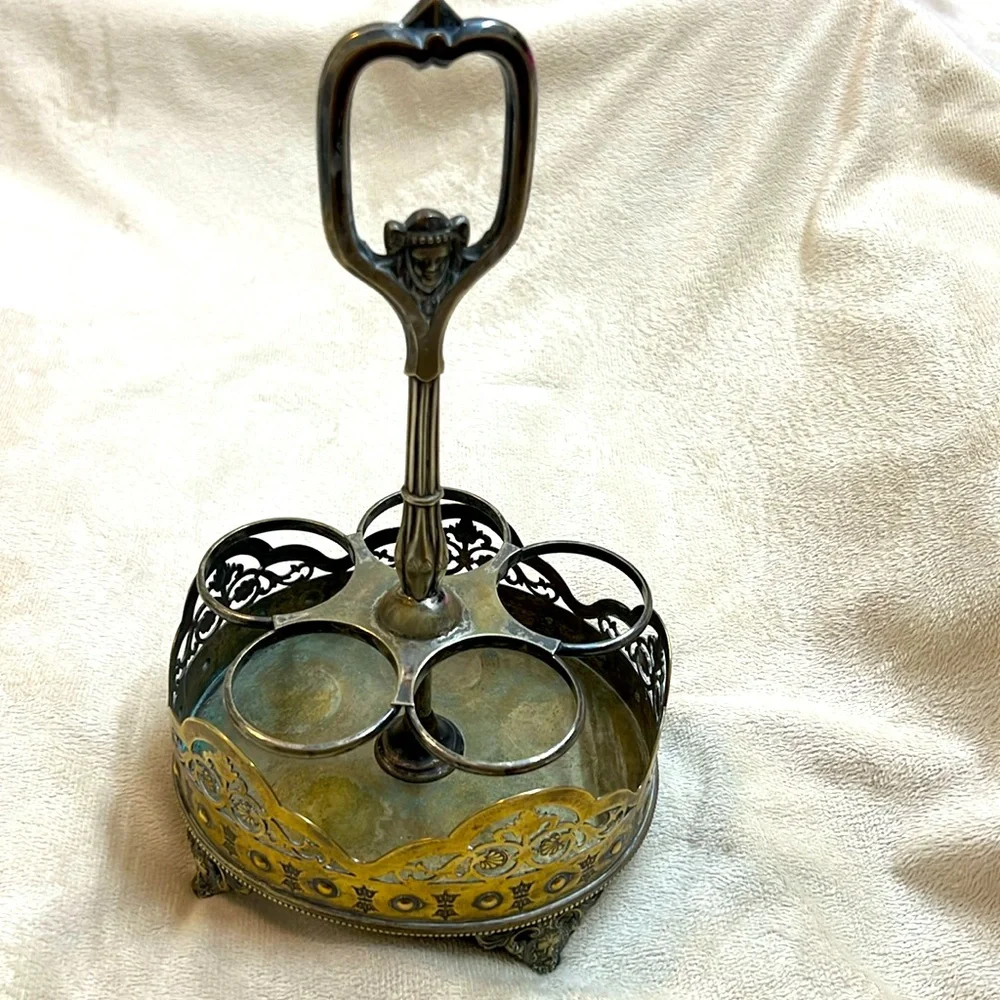 Antique Victorian Caddy JR&S EP holder/server. Carrier! Face, Skincare Vanity